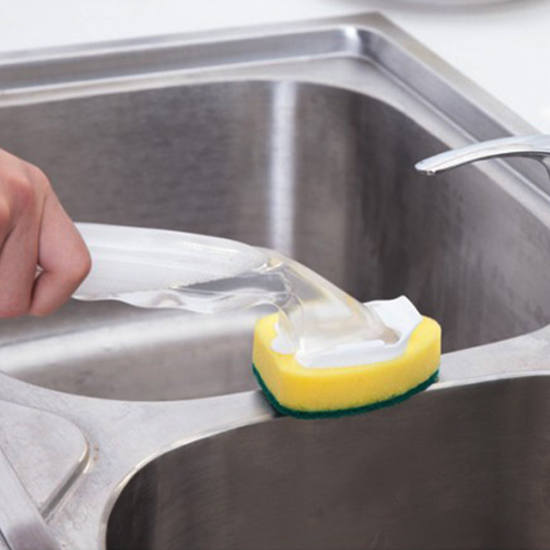 Long-Handled Soap Dispensing Kitchen Sponge