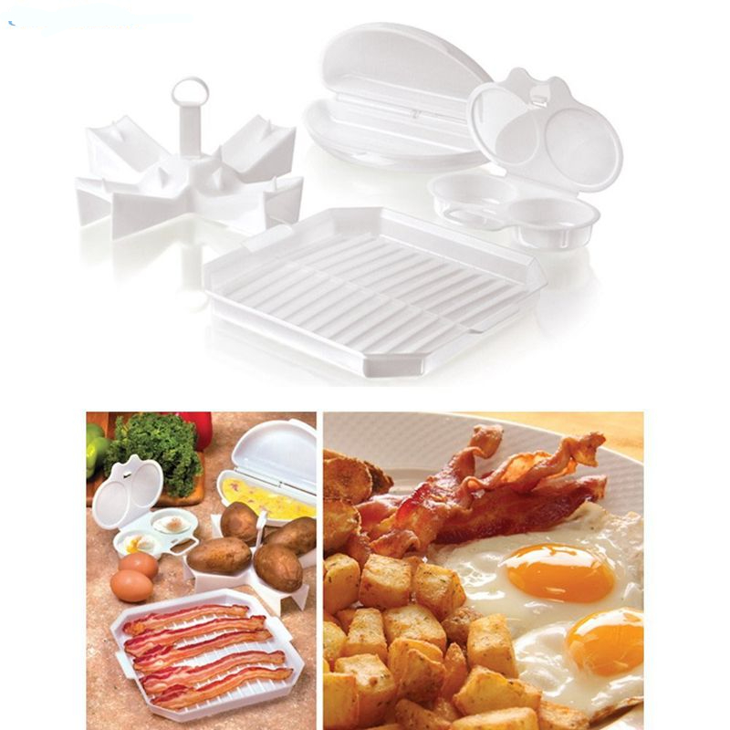 Microwave Oven Cooker Set Egg Cooker & Bacon/Potato Trays
