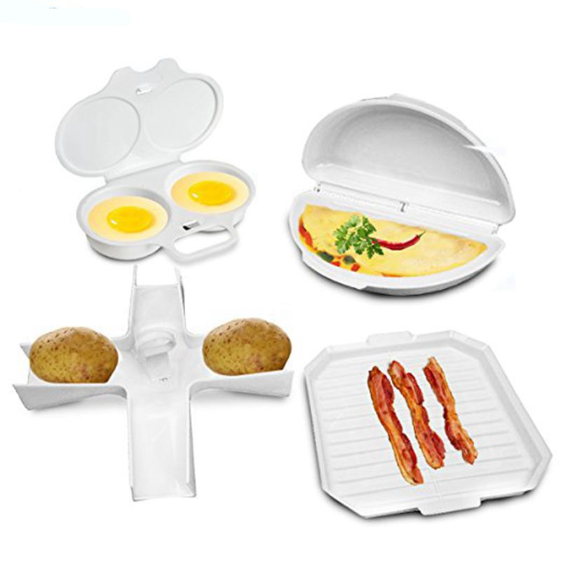 Microwave Oven Cooker Set Egg Cooker & Bacon/Potato Trays