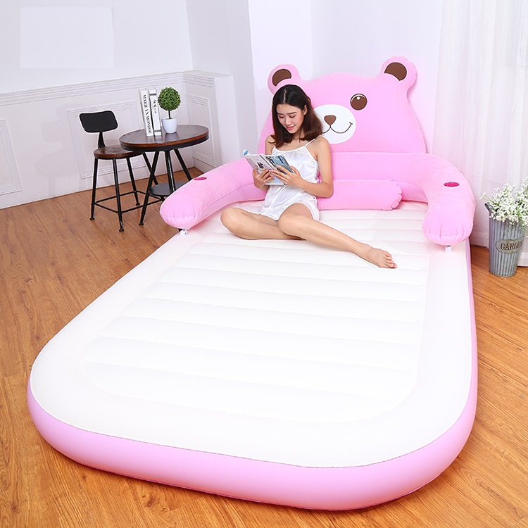 Portable Cartoon Themed Inflatable Air Mattress With Detachable Backrest