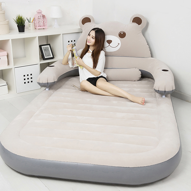 Portable Cartoon Themed Inflatable Air Mattress With Detachable Backrest