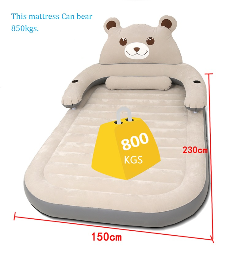 Portable Cartoon Themed Inflatable Air Mattress With Detachable Backrest