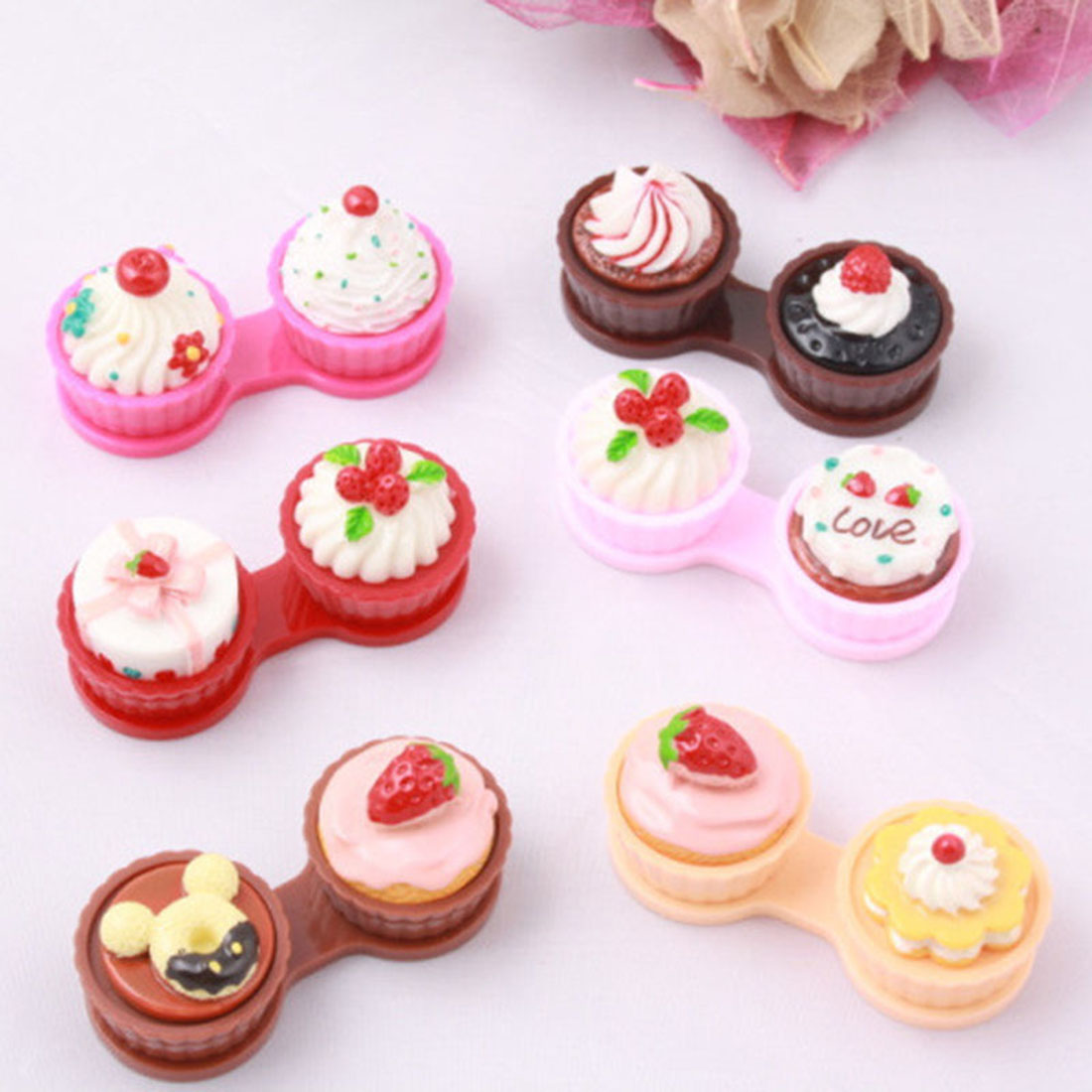 Novelty Cake Shaped Contact Lenses Case