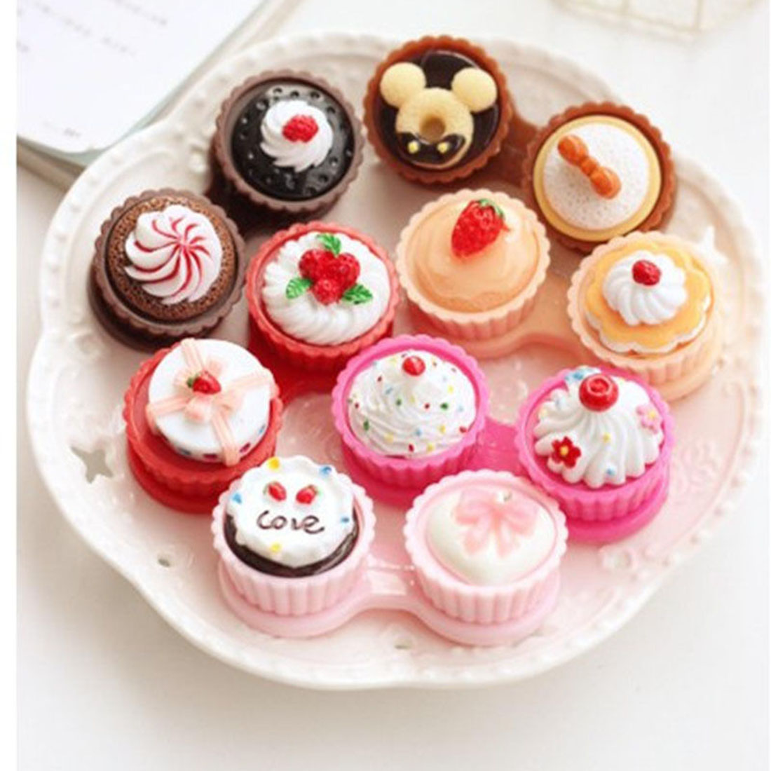 Novelty Cake Shaped Contact Lenses Case