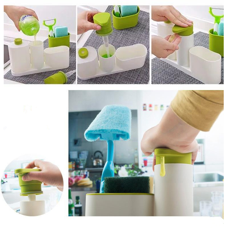 3-in-1 Soap Dispenser, Reusable Bottle & Storage Rack