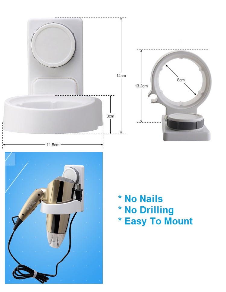 Suction Cup Wall Mounted Hair Dryer Holder