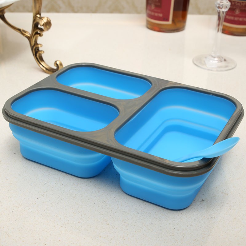 3 Compartment Collapsible Silicone Lunch Box