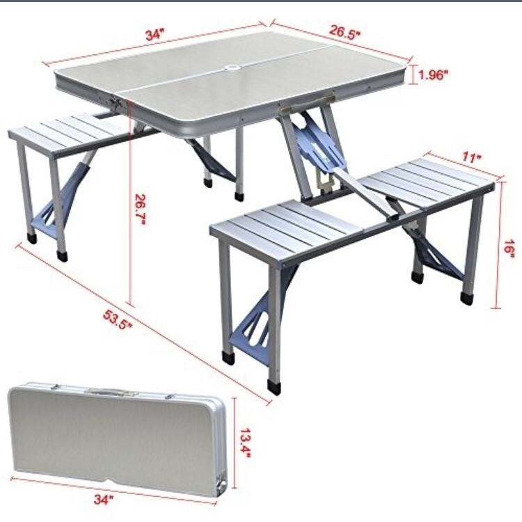 Portable Easy Carry Aluminum Picnic Table & Chairs Set