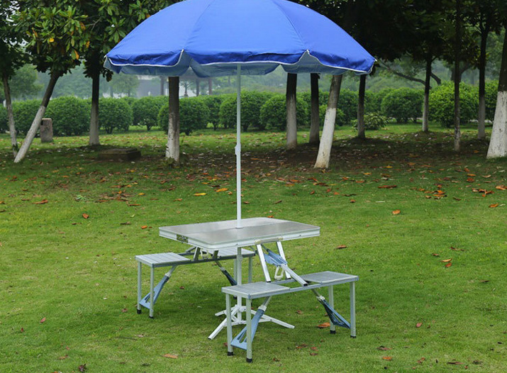 Portable Easy Carry Aluminum Picnic Table & Chairs Set