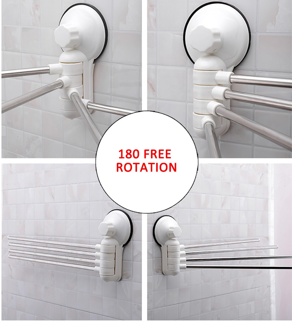 Suction Fit Swivel Bathroom Towel Rack