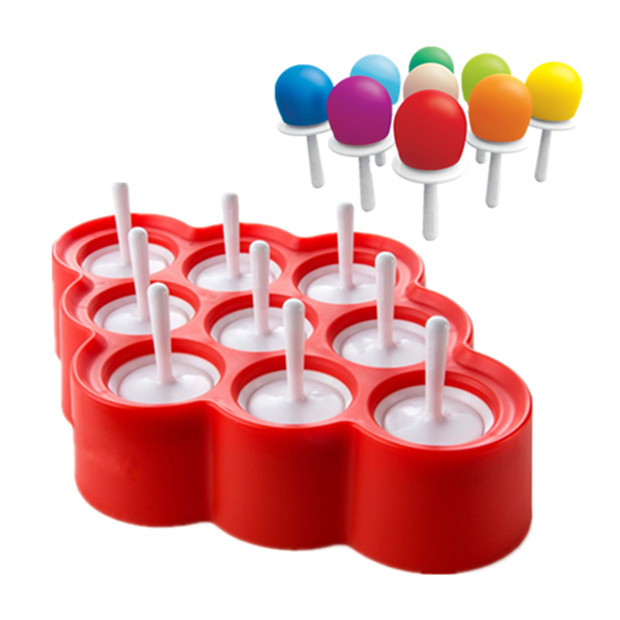 Reusable 9pcs Silicone Ball Popsicle Mold (Yogurt/Fruit/Milk)