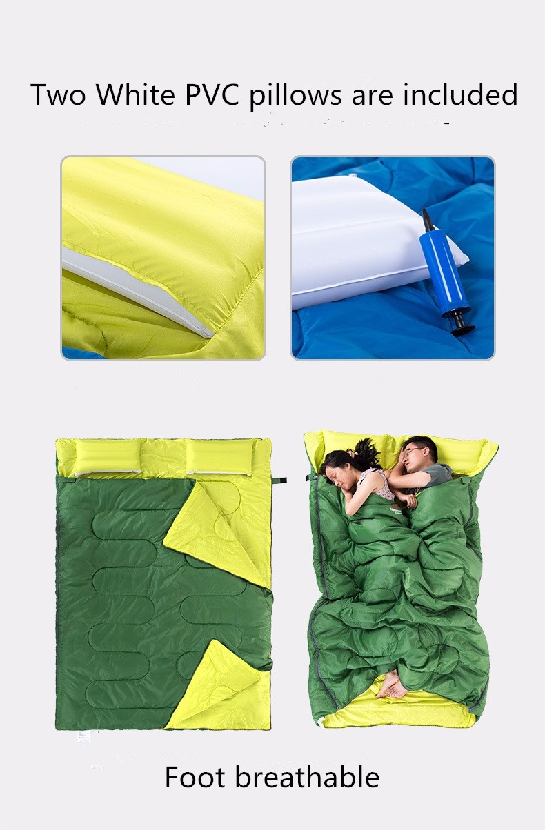 Double Sleeping Bag With Inflatable Pillows