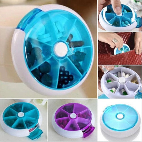 Pill Organizer Round Container Box