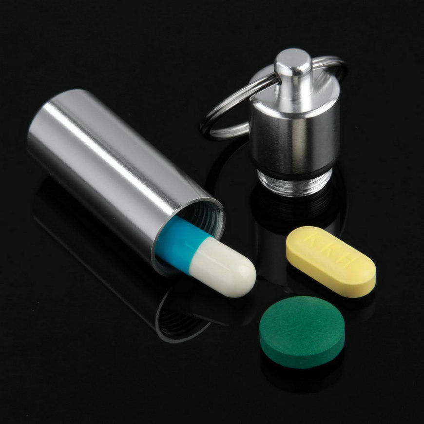Keychain Pill Holder Aluminum Pill Container