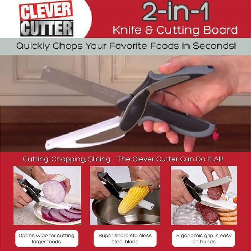 Clever Cutter Knife and Cutting Board Scissors 2in1