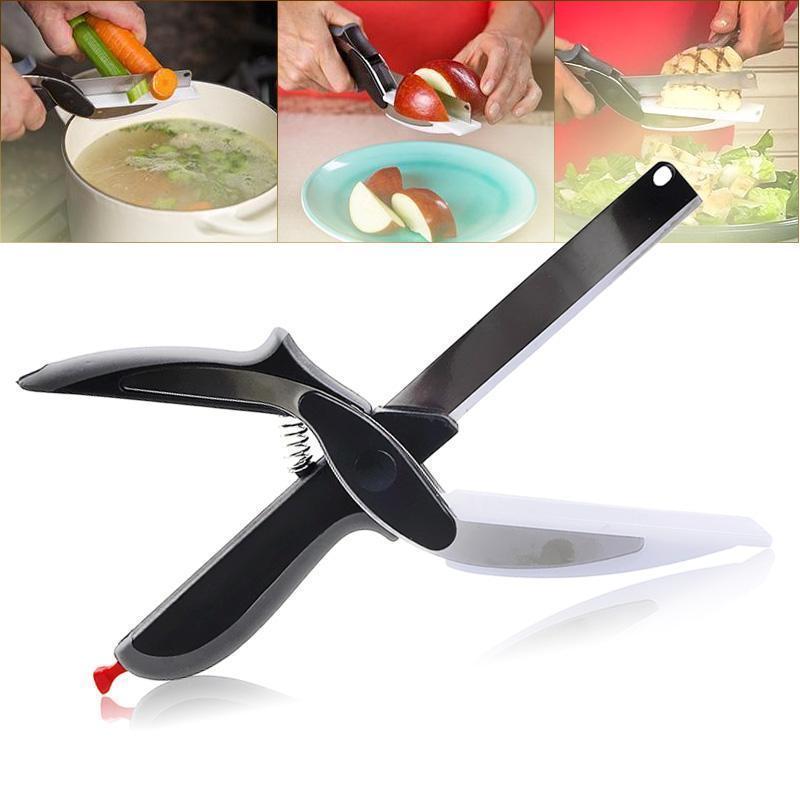 Clever Cutter Knife and Cutting Board Scissors 2in1