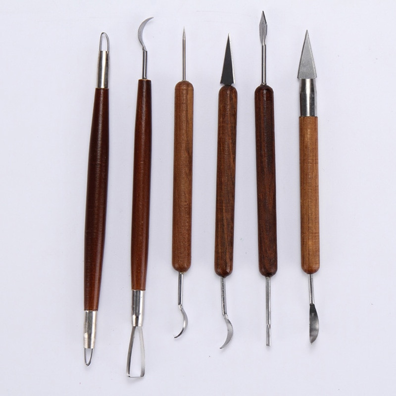 Wooden Polymer Clay Sculpting Tools (6pcs)