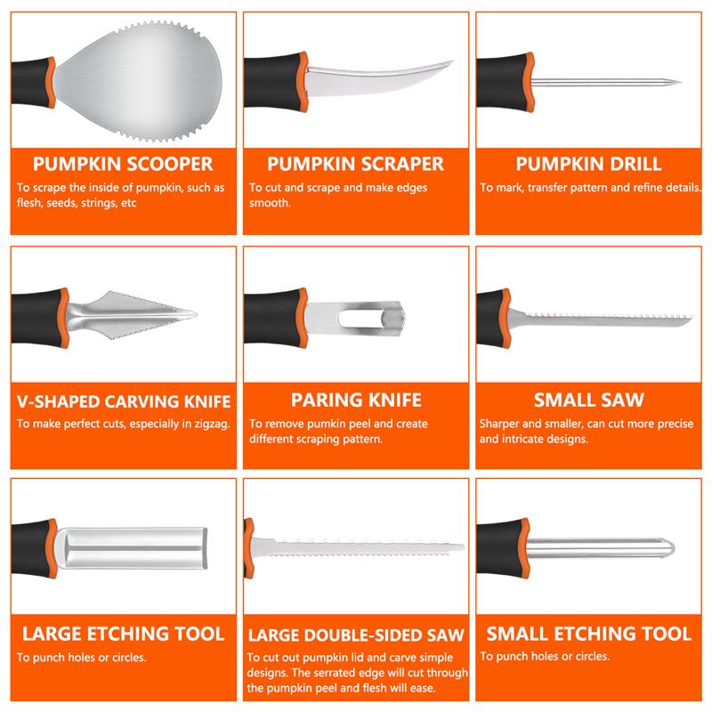 Stainless Pumpkin Carving Set (9pcs)