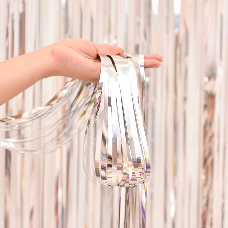 Foil Fringe Curtain Party Wall Decor