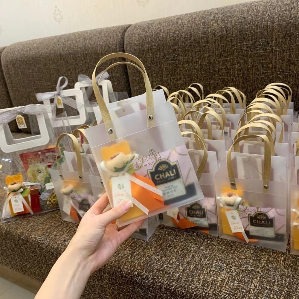 Transparent Gift Bags with Gold Handle (5/10pcs)