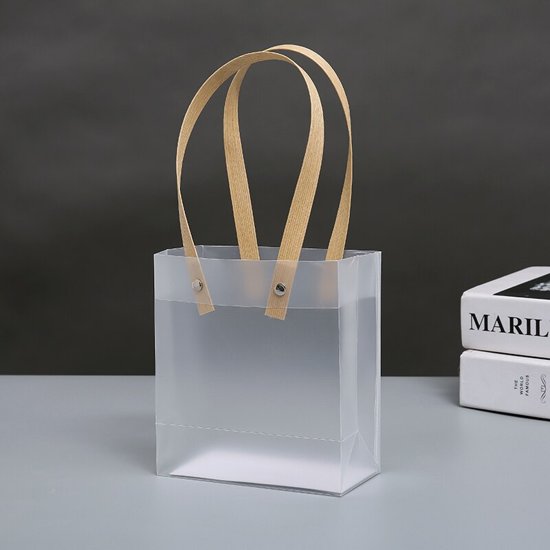 Transparent Gift Bags with Gold Handle (5/10pcs)