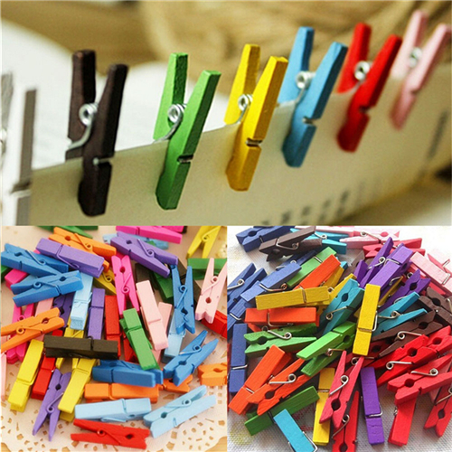 Wooden Clips Mini Colorful Clips (50 Pcs)