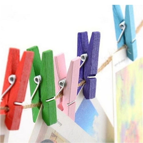 Wooden Clips Mini Colorful Clips (50 Pcs)