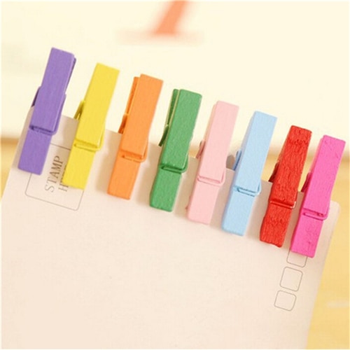 Wooden Clips Mini Colorful Clips (50 Pcs)