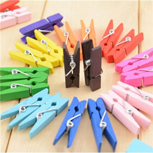 Wooden Clips Mini Colorful Clips (50 Pcs)