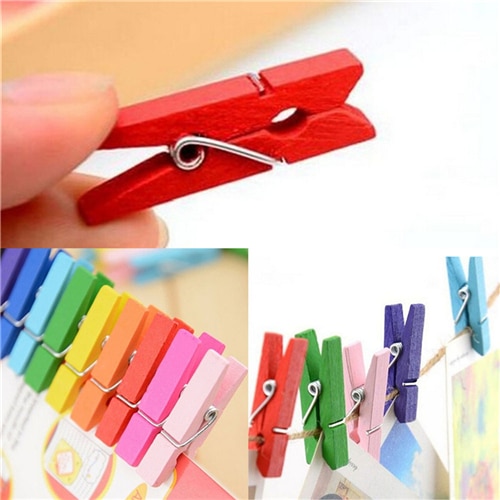 Wooden Clips Mini Colorful Clips (50 Pcs)