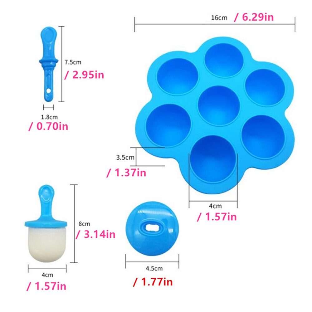 Silicone Popsicle Mold 7-Slot Container