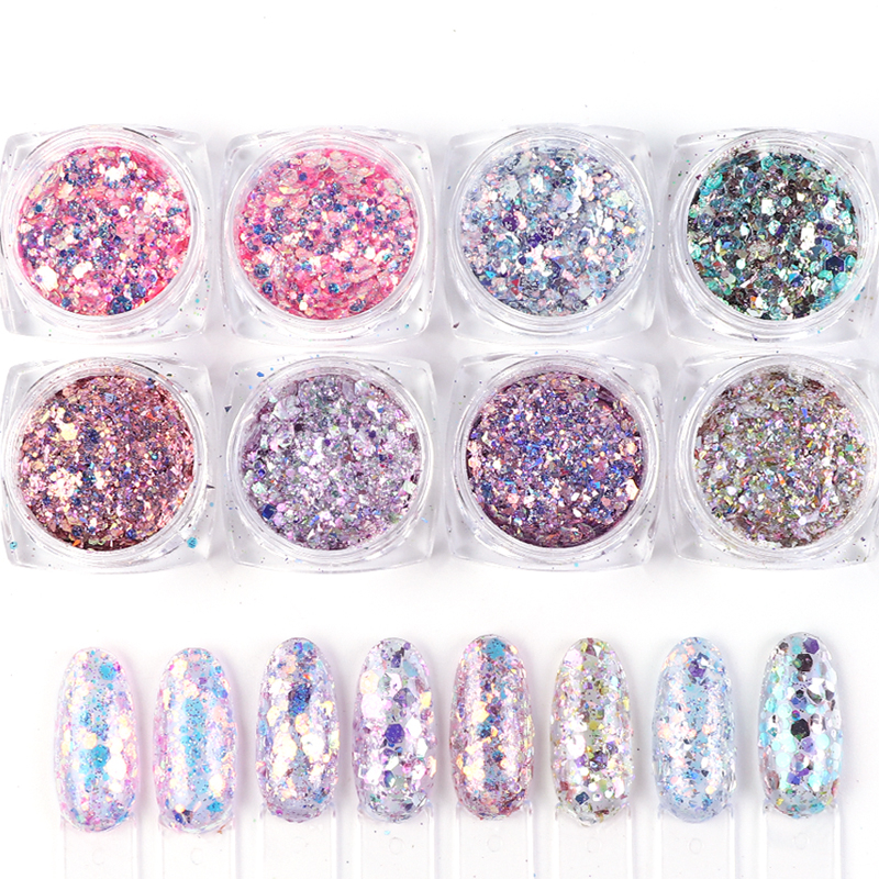 Glitter Powder Nail Decoration 8box/set