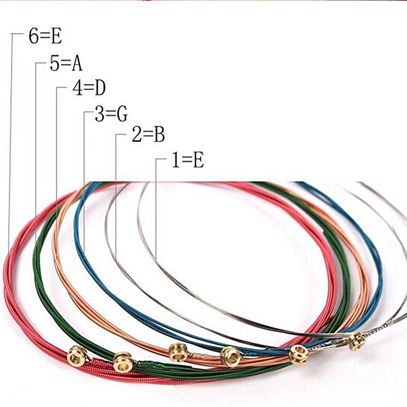 Guitar Strings 6-Piece Multi-color Set