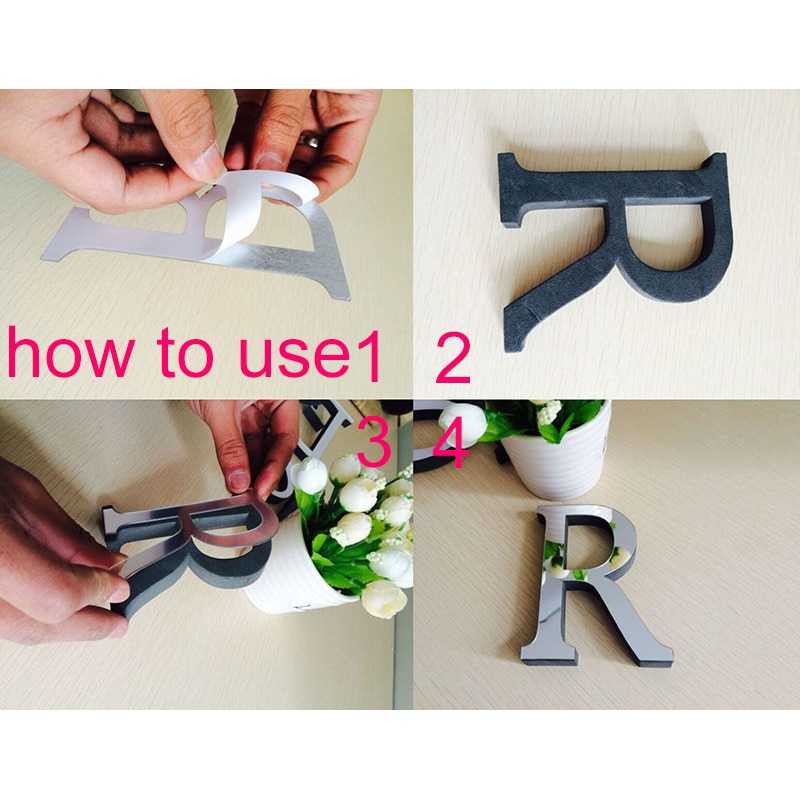 3D Letter Stickers Mirror Wall Decals