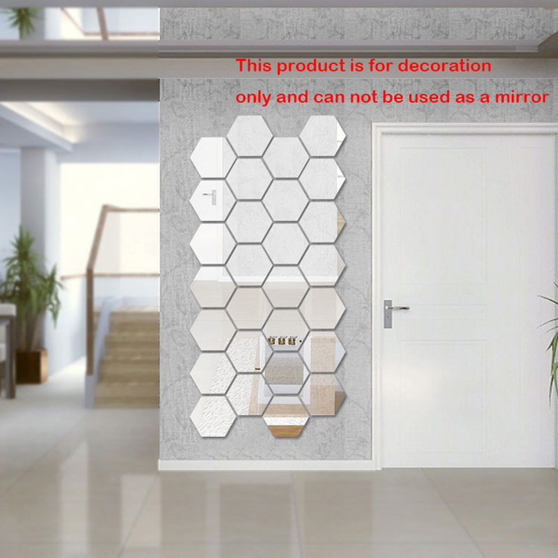 7pcs Mirror Decals Hexagon Wall Stickers