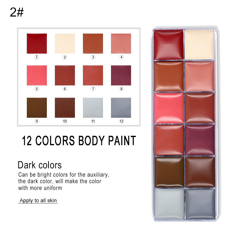 12 Colors Oil Face Paint Pallete