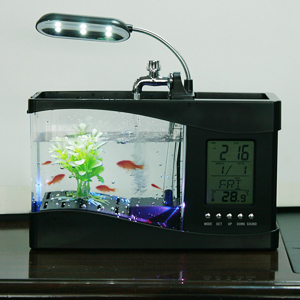 Mini USB Desktop Aquarium Lamp/Clock