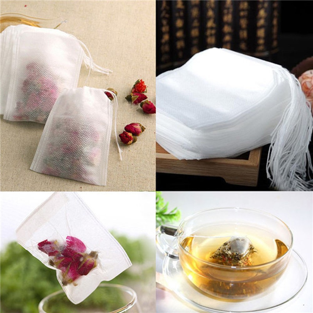 100 pcs Empty Teabags Pouches With String
