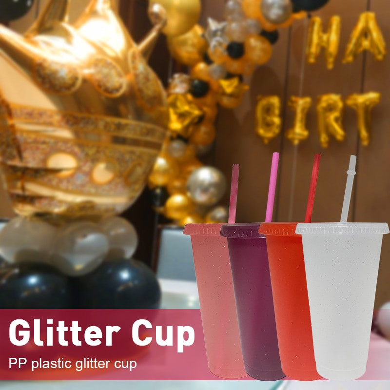 Stylish Glitter Straw Cup Reusable Drinkware