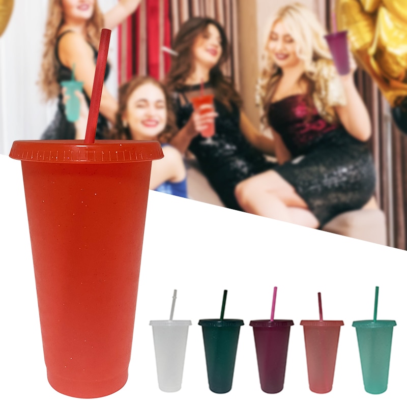 Stylish Glitter Straw Cup Reusable Drinkware