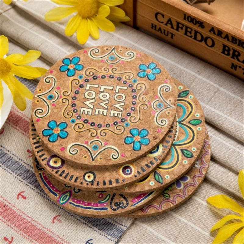 Cork Coasters Drink Holder Mats (4Pcs)