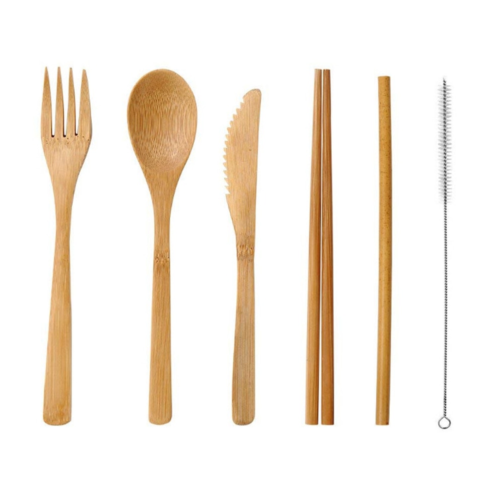 Wooden Cutlery Set with Bag (6pcs)