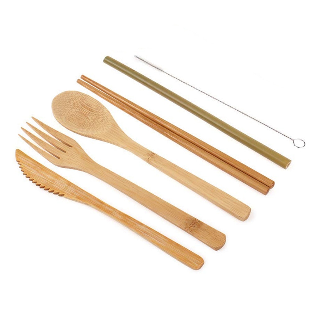 Wooden Cutlery Set with Bag (6pcs)