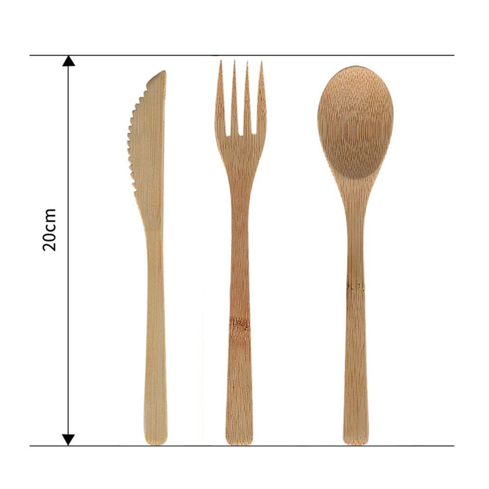 Wooden Cutlery Set with Bag (6pcs)