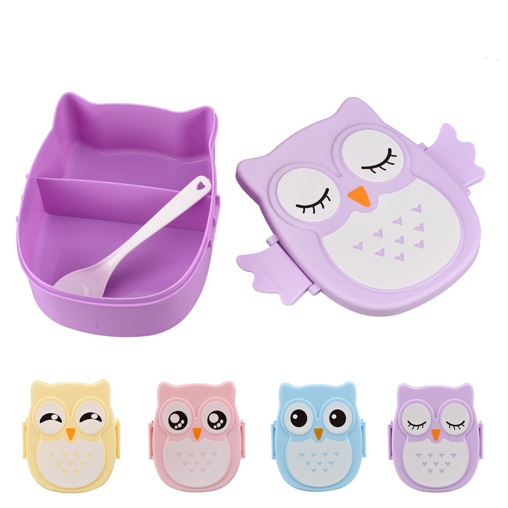 Owl Bento Box for Kids Sectioned Food Keeper
