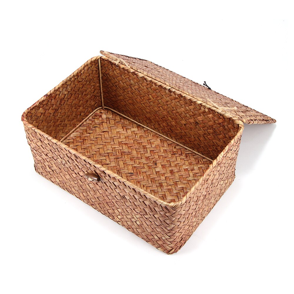 Woven Basket with Lid Rustic Storage Box
