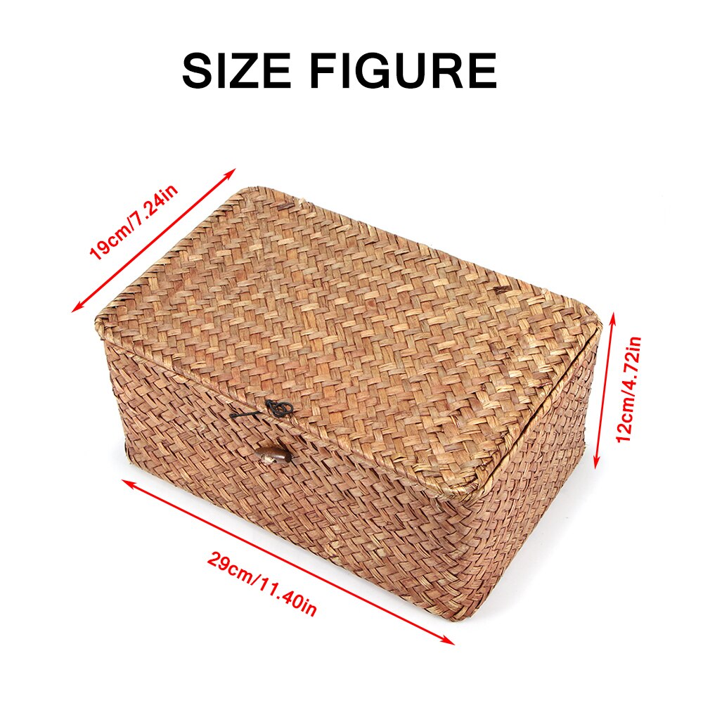 Woven Basket with Lid Rustic Storage Box