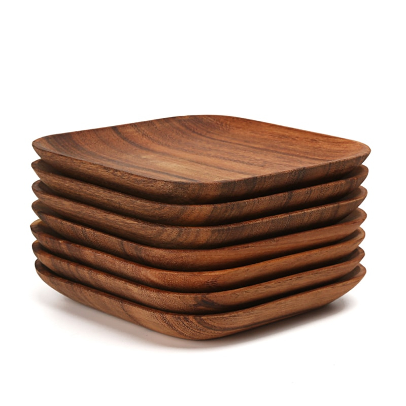 Square Wooden Plates Set (2 Pcs)