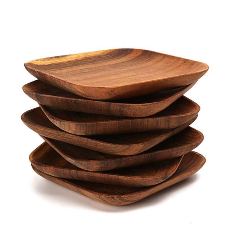 Square Wooden Plates Set (2 Pcs)