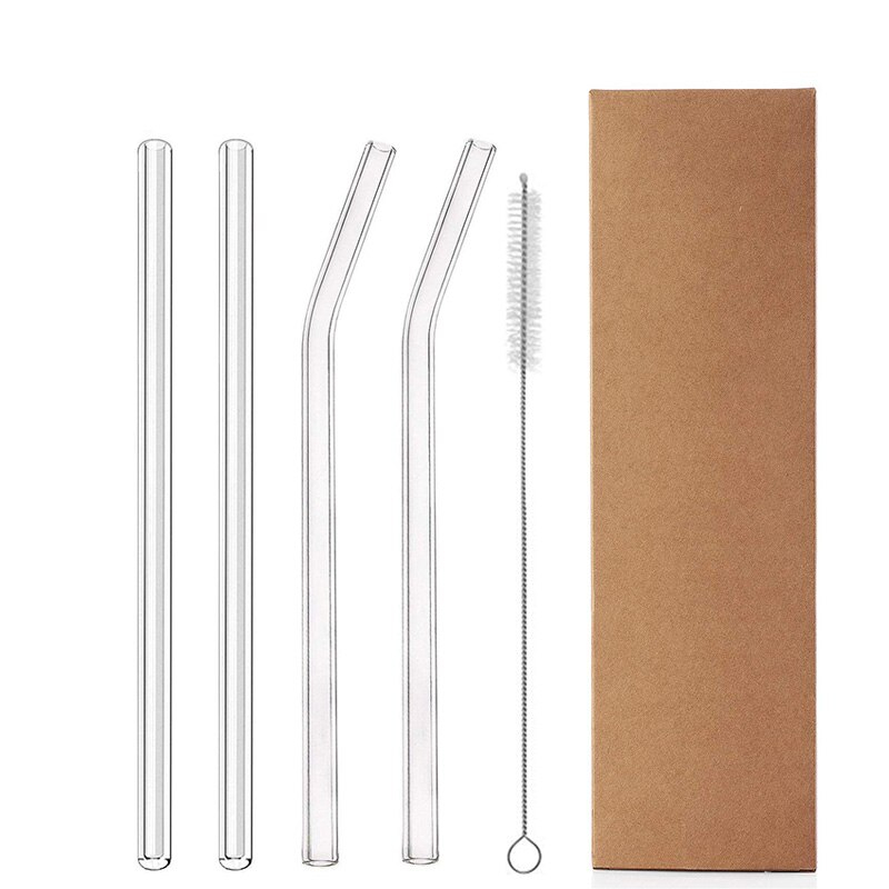 Glass Drinking Straws with Brush (4pcs)